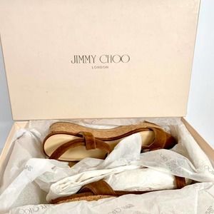 Authentic Jimmy Choo Brown Suede Platform Wedges Size 36